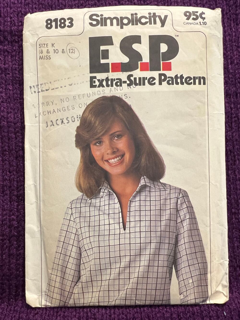 Simplicity Sewing Pattern 8183 polo 1970s